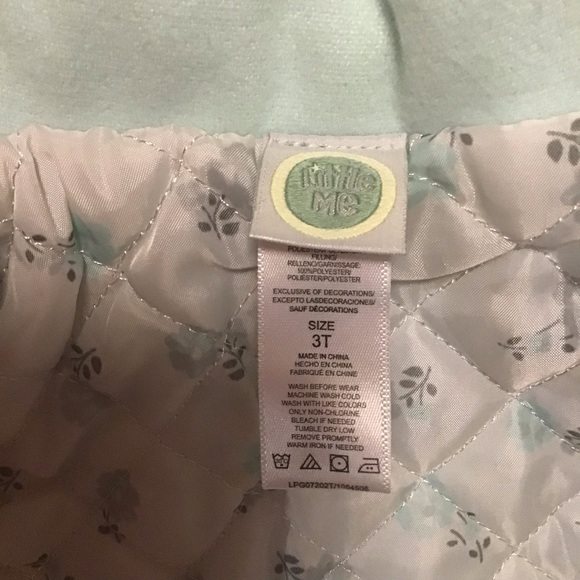 Little Me Toddler Girls Pea Coat Mint Green Bows Detail - Picture 7 of 9